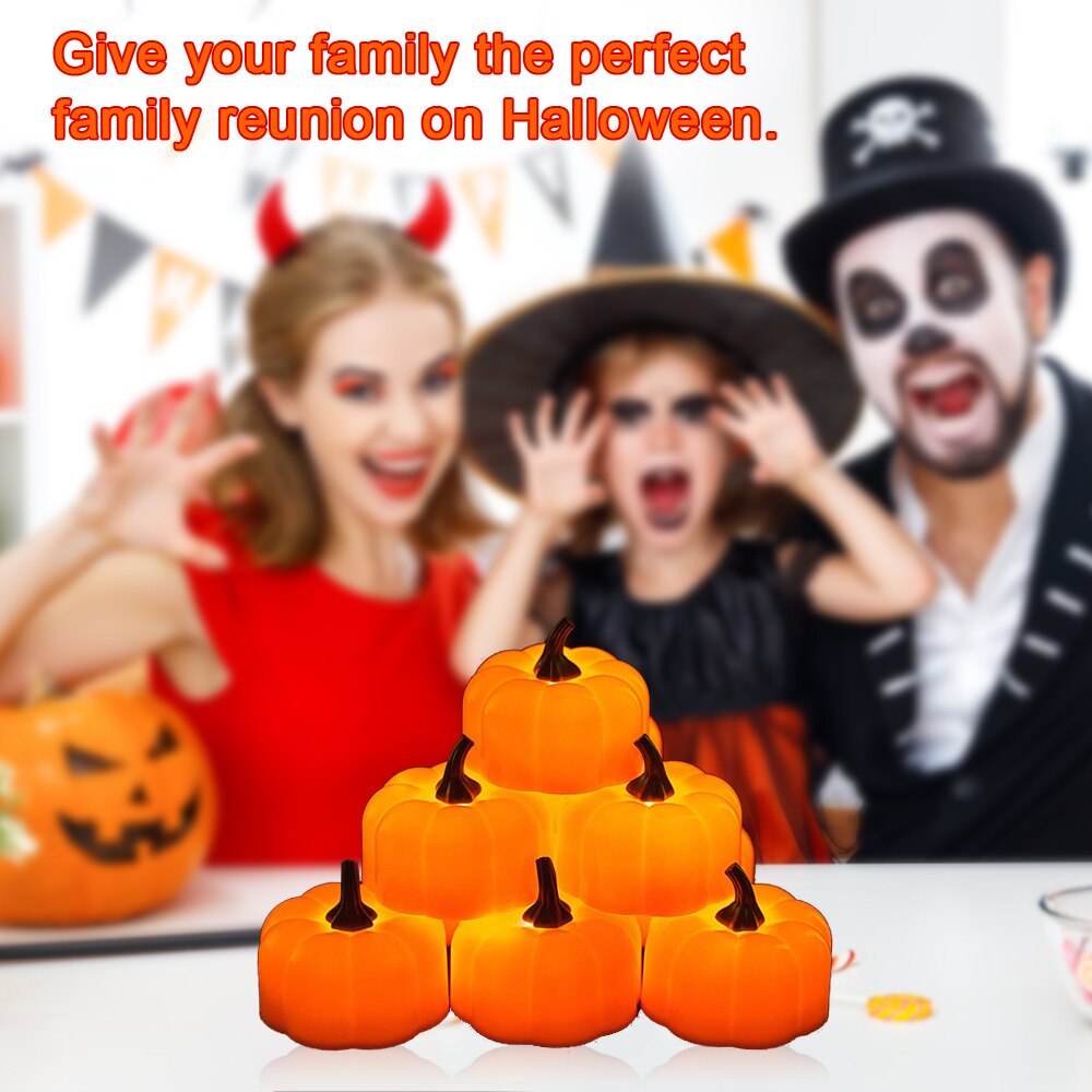 1/12Pcs Battery Operated LED Tea Lights Candles Flameless Flickering Weeding Decor LED Pumpkin Lantern Candle Light Flickering