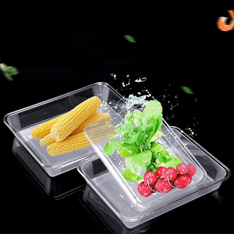 OUNONA Plastic Serving Trays Acrylic Transparent Tray Rectangular Heavyweight Serving Fruit Vegatable Food Tray