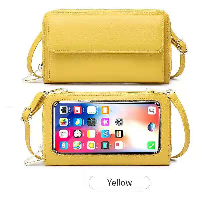 Touch Screen da donna borsa a tracolla sottile borsa per cellulare piccola custodia Rfid Smart portafoglio lungo Designer di marca Flip borse da polso blu: Yellow