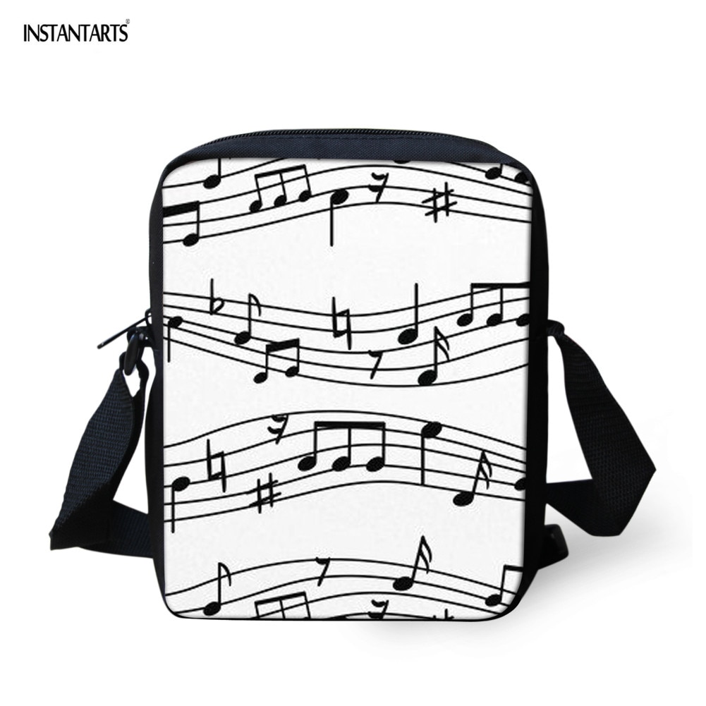 INSTANTARTS Music Note Piano Crossbody Bag Brand School Student Bookbag Mini Messenger Bag Flap Handbag Schoolbag