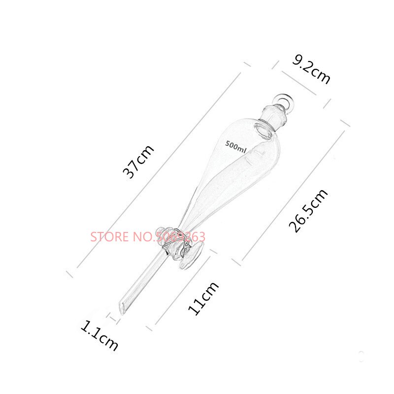 All Sizes 60mL to 2000mL Glass Separating Funnel with Glass Stopper Screw Tap Separatory Funnel Laboratory Glassware