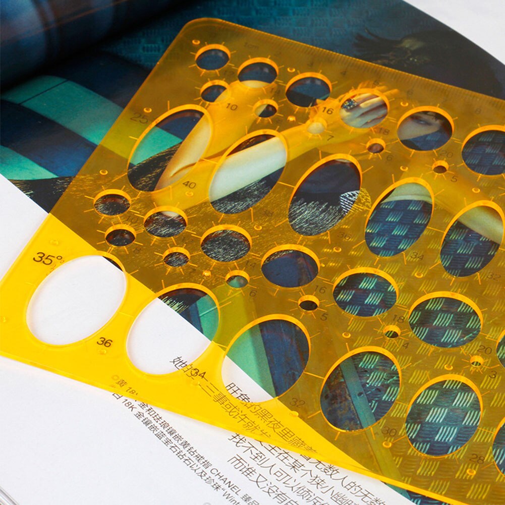 2 Pcs Student Oval Model Drafting Drawing Tool Multipurpose Circle Curve Template Ruler Set Plastic Stationery