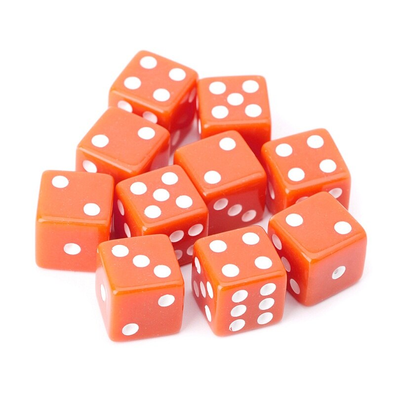 10pcs 15mm Multicolor Acrylic Cube Dice Beads Six Sides Portable Table Games Toy: O