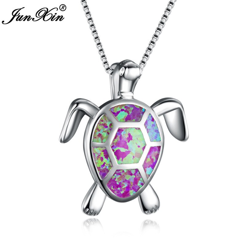 Vrouwen Blauw Groen Wit Opaal Turtles Ketting Mode Animal Bruiloft Sieraden 925 Sterling Zilveren Kettingen Hangers: Pink