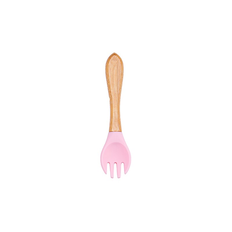 1pc Holz Silikon Baby Löffel Gabel Sicherheit Fütterung Geschirr Umwelt freundliche Kleinkind Baby Fütterung Zubehör Utensilien: grau