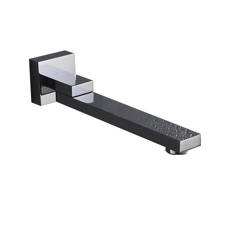 BECOLA – bec de robinet mural en laiton chromé/noir, bec carré et rond, accessoires de robinet de douche cascade: H1-CHROME
