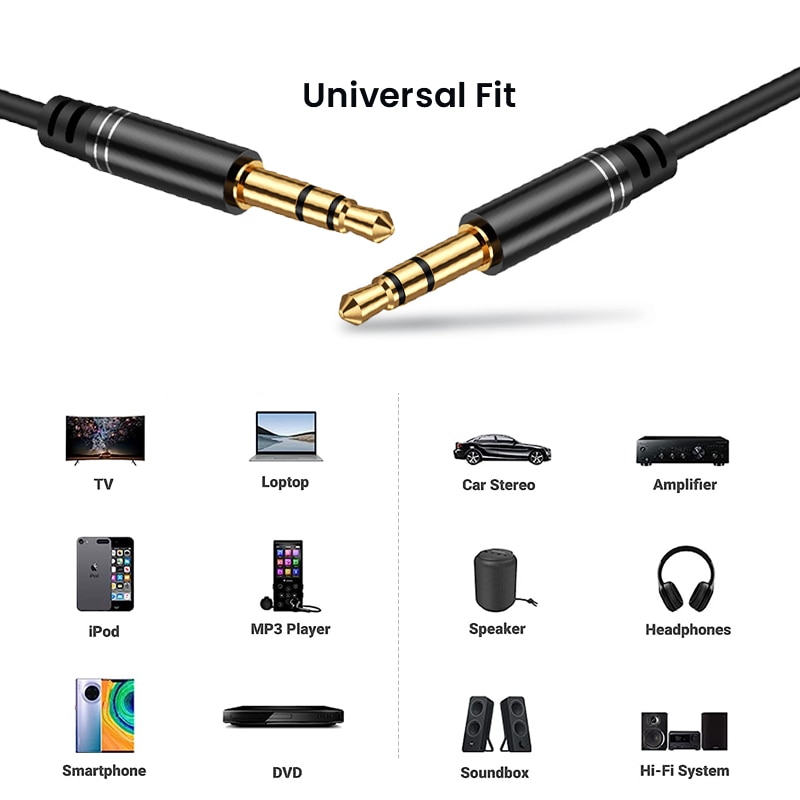 3,5 mm audiokabel Aux-kabel Audio-ingang Adapter Man op Man AUX-snoer Compatibel met autostereos Luidsprekerhoofdtelefoon