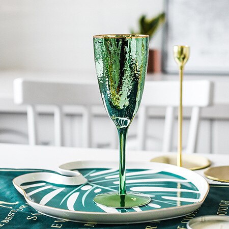 Vert classique japonais émeraude marteau en forme de verre Net rouge verre rouge vin Champagne coupe Restaurant décoration tasse