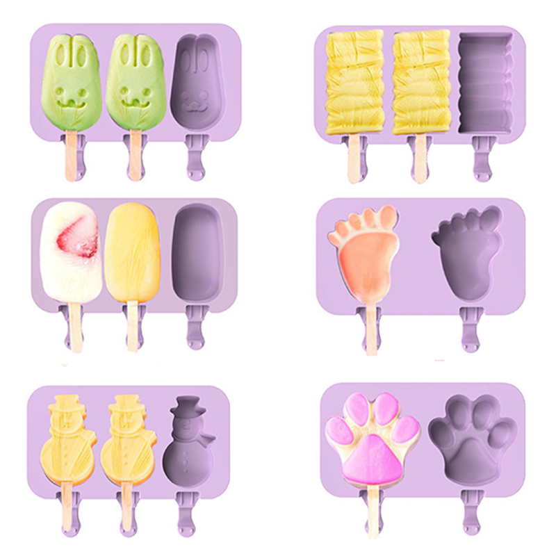 Silicone Reusable Popsicle Cakesicle Ice Cream Maker Mold Ice Pop Maker DIY Ice Cream Food Grade Cake Mold with 50 Wooden Sticks