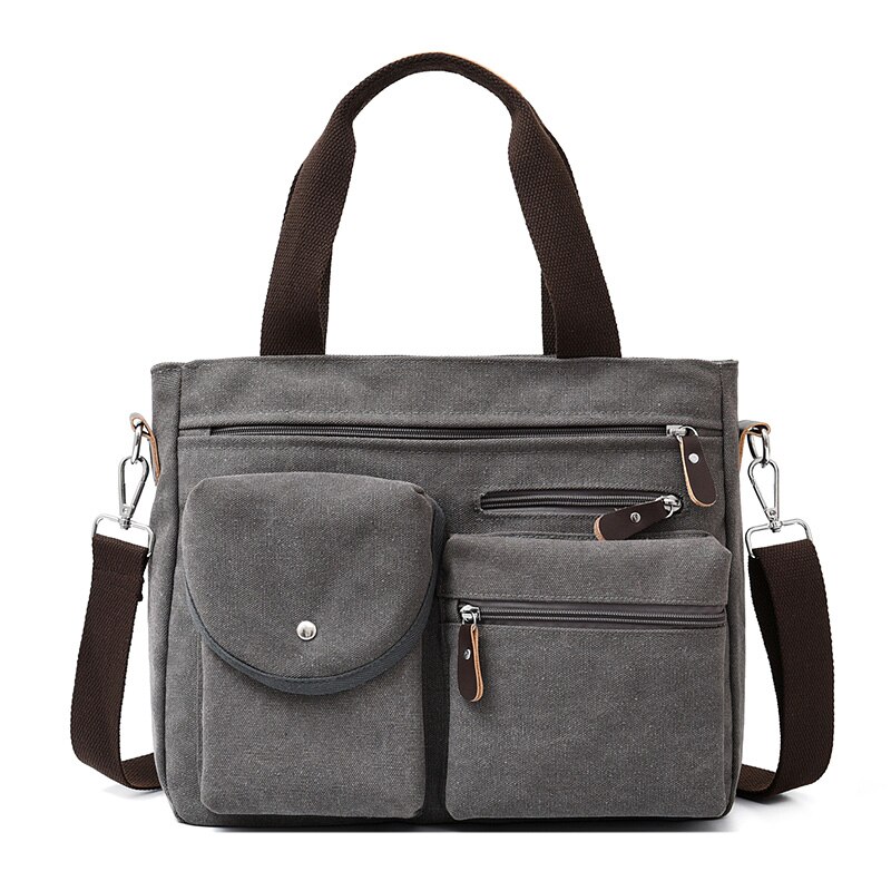 Sacs à main en toile pour voyage, sacoches à bandoulière, solides, haute capacité, unisexe, sac à dos multifonction décontracté: gray