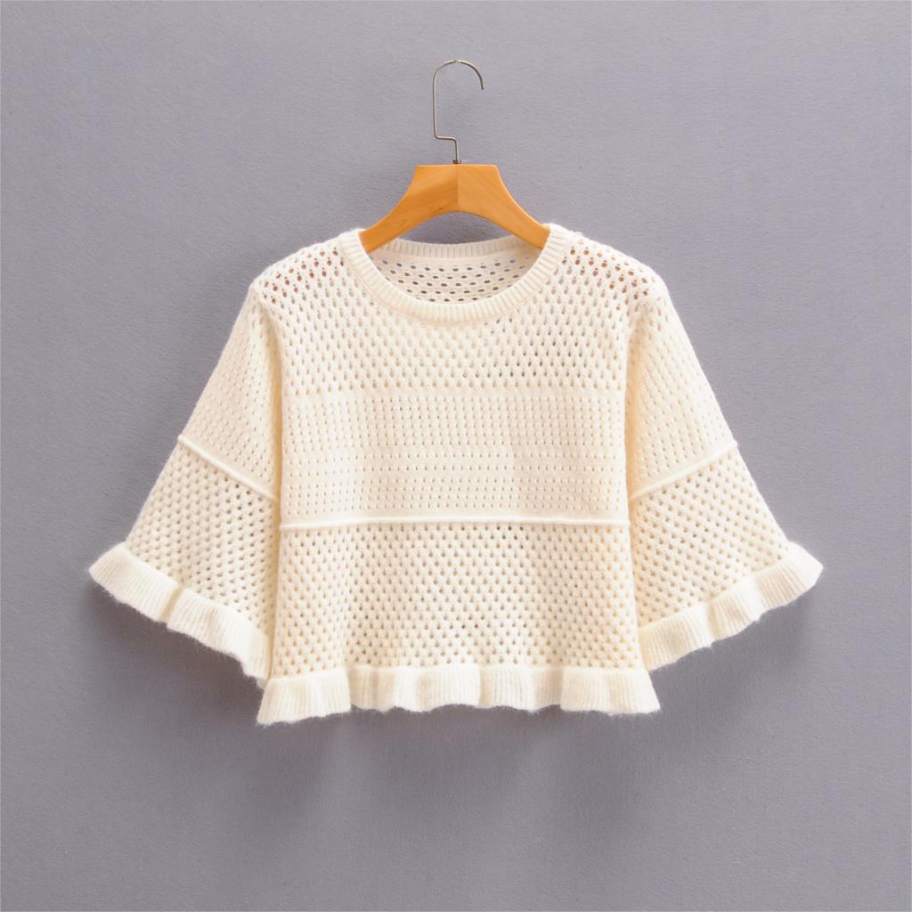 Brand Vrouwen Lady Trui Computer Gebreide Casual Korte Schouderophalen O-hals Effen Half Polyester Standaard: Default Title