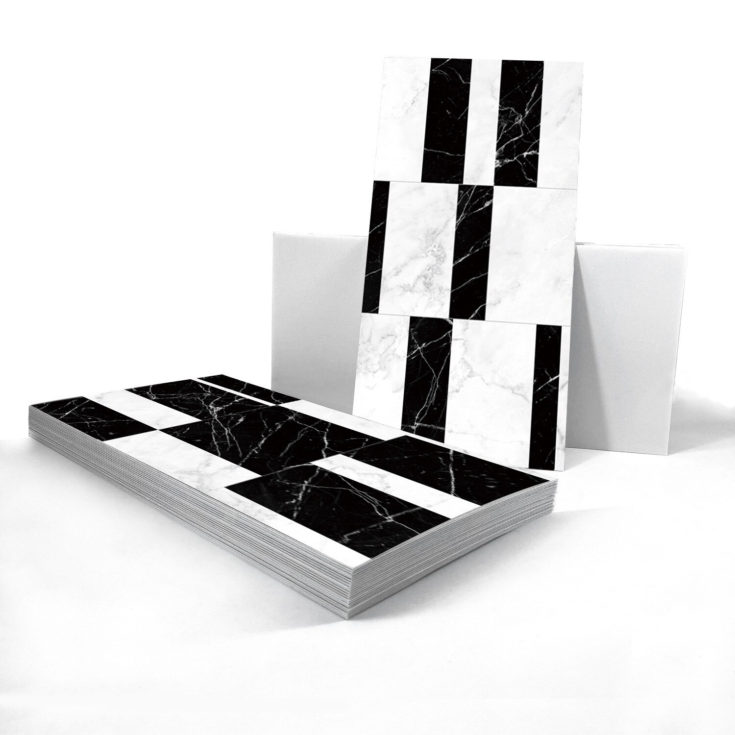 Mosaic marble kitchen background wall tile sticker 30x15cm Thickened bathroom waterproof white black brick stickers