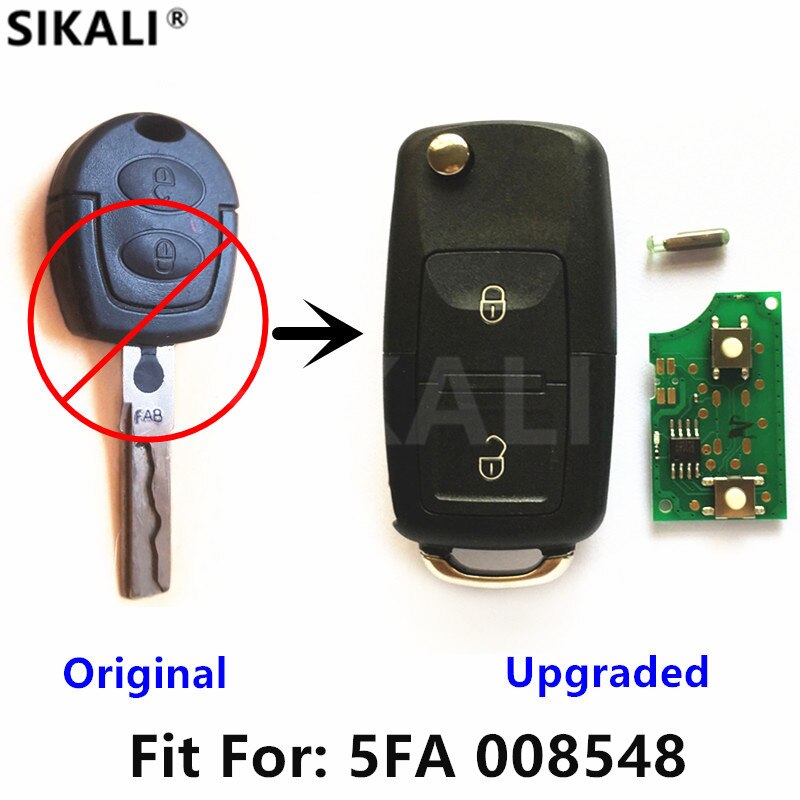 Oppgradert flip -nøkkel for 5 fa 008548 id48 chip for skoda octavia i haa blade bil fjernkontrollnøkkel