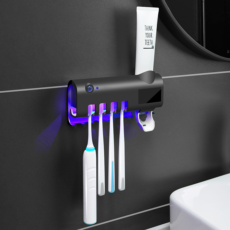 UV Toothbrush Holder Solar Energy Toothbrush Sterilizer Automatic Toothpaste Dispenser Squeezers Household Bathroom Accessories