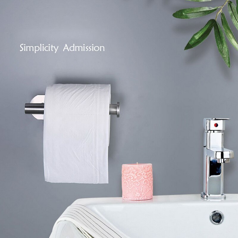 Self-Adhesive Stainless Steel Toilet Roll Paper Holder Organizers Bar Towel Ring Rail Rack Non-Drilling Toilet Accessories