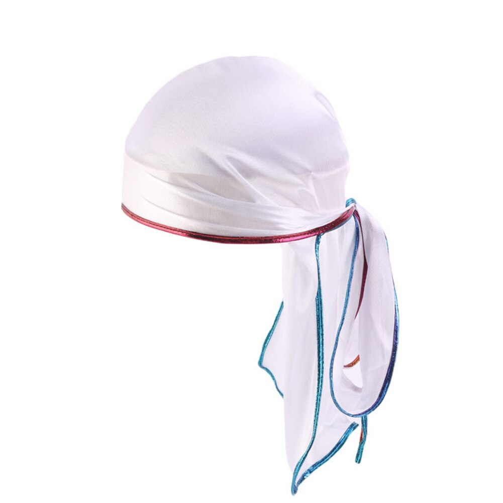 Usa unisex mænd kvinder bandana durag hovedbeklædning blød silke pirat cap wrap: Hvid
