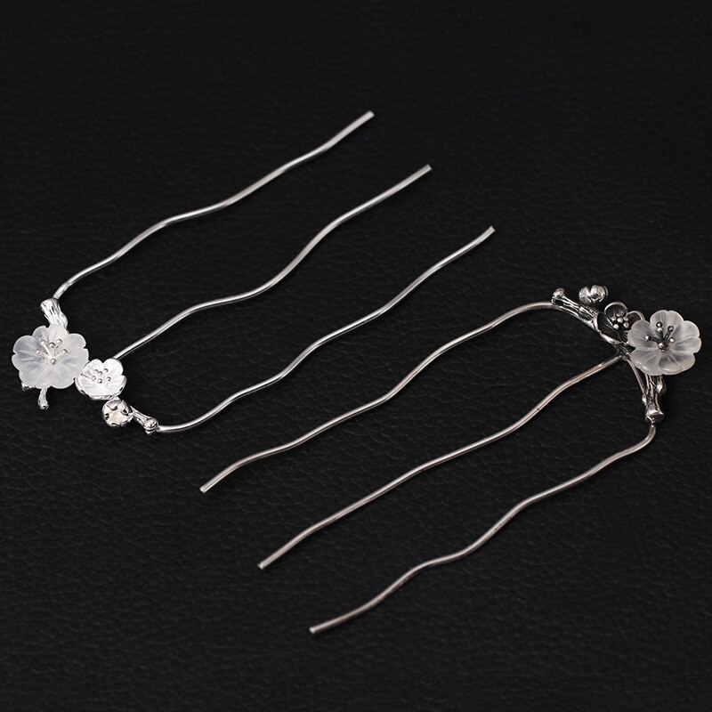 925 sterling silver hairwear Plum blossom Trident Hair Forks vintage ethnic charm beautiful hair jewelry for women