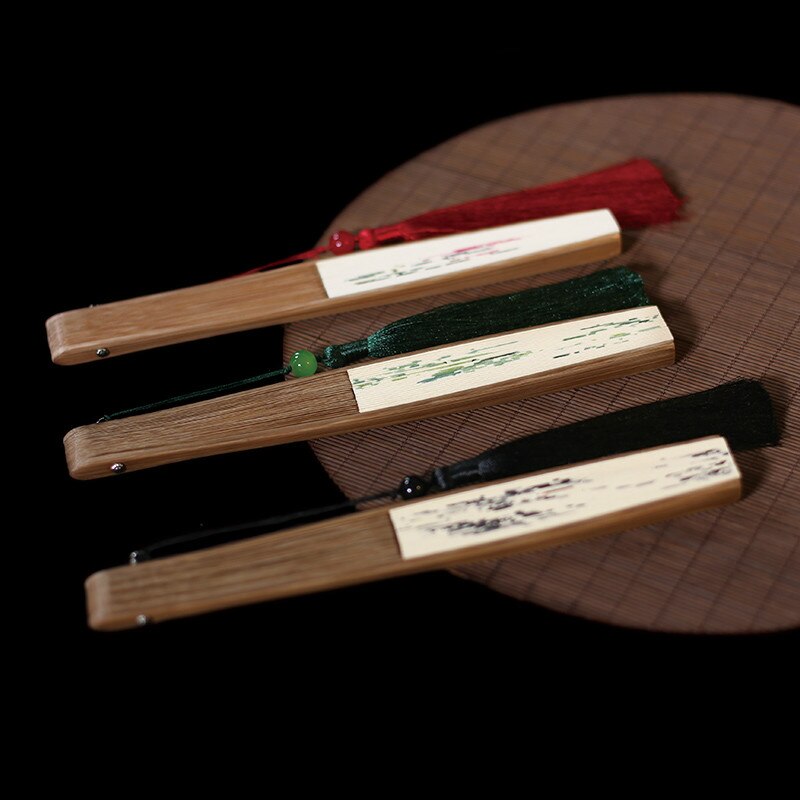 Japanese Style Hand Painted Paper Fan 21.5*41cm Ventilador Classical Fans Small Summer Portable Bamboo Xuan Paper Hand Fan