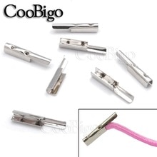 Cierre de cuerda de 2,5mm, Clip de tope de Metal plateado para bolsa de papel, cordón de mano, cinta de correas, accesorios para manualidades de costura DIY, 50 Uds.