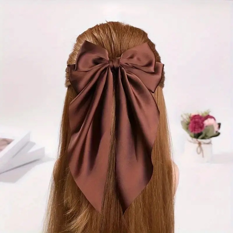 AISHG Silk Smooth Satin Large Bow Hairpin for Women Sweet Butterfly Spring Hair Clip Girls' Hair Accessories: Blue