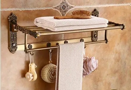 Tuqiu Bad Zubehör Antike Bronze Geschnitzte Aluminium Bad Hardware Handtuch Rack, Papier halter Wc Pinsel Halter, haken
