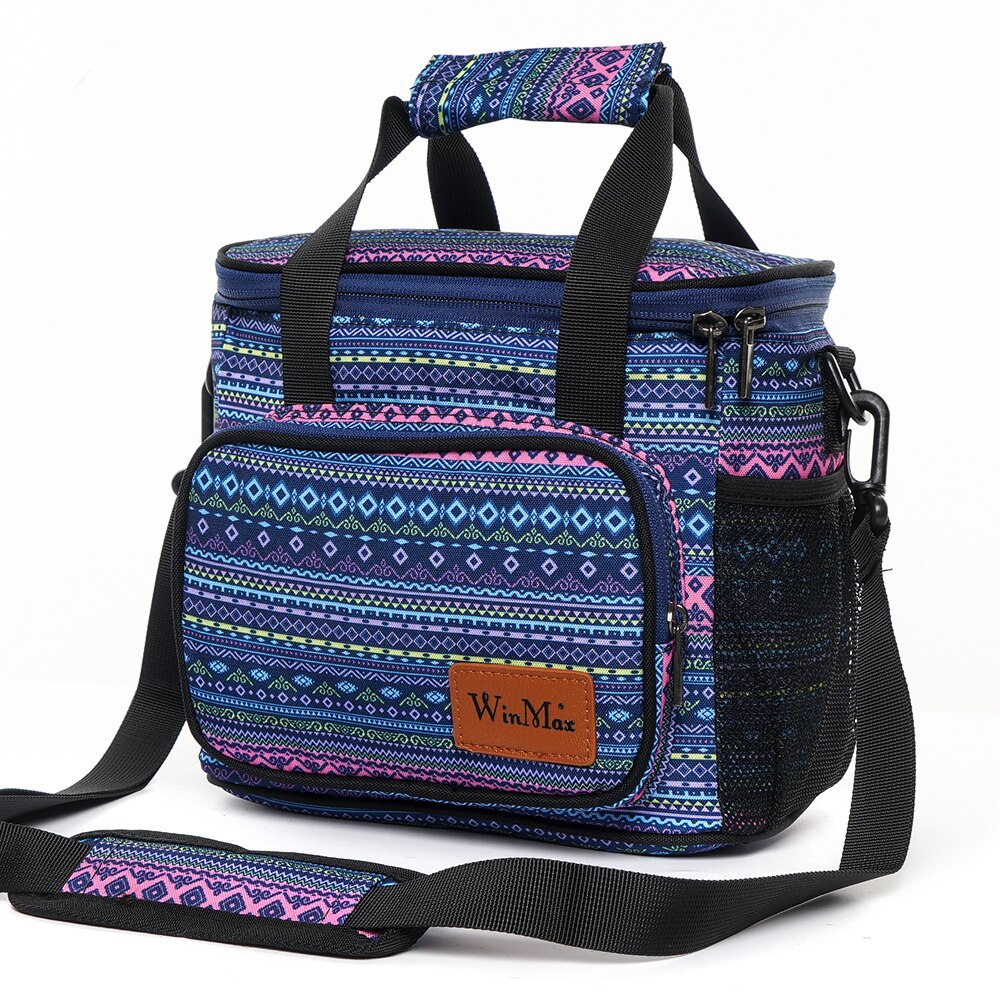 Winmax Rode Bohemen Stijl Draagbare Thermische Geïsoleerde Koelere Zakken Voor Vrouwen Kids Mannen Mode Picknick Voedsel Wijn Verse Houden Lunch tas: XWI3-Y007