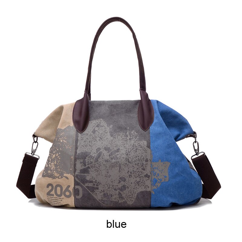 Bolso grande Casual para mujer, bolsos de lona, bolsos de hombro, bolso grande, bandolera, bolso de compras para mujer: Azul