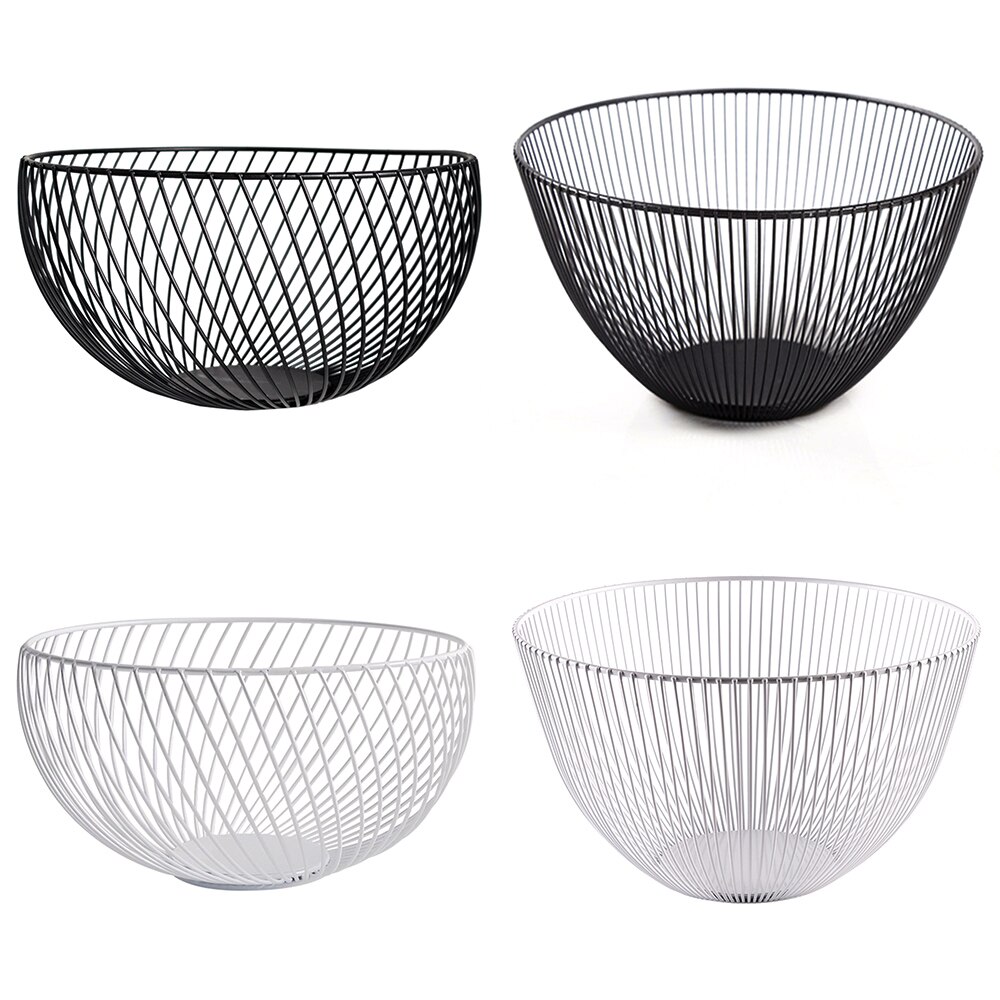 Nordic Fruit Basket Wrought Iron Modern Kitchen Storage Drain Basket Home Living Room Snack Fruit Bowl