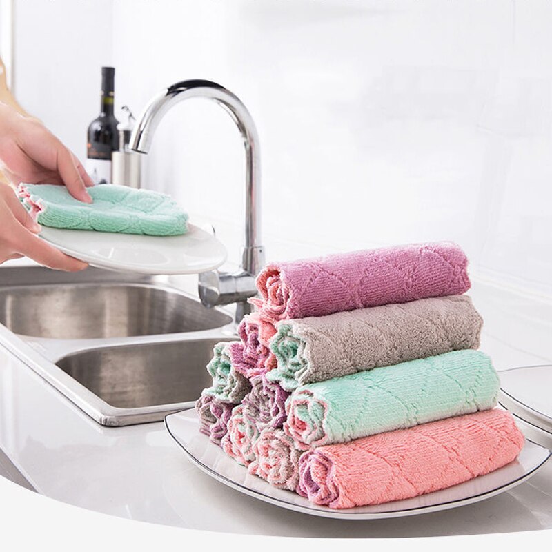 5 uds paño de cocina de microfibra de agua superabsorbente, vajilla de Eficiencia Alta, toalla de limpieza para el hogar, utensilios de cocina