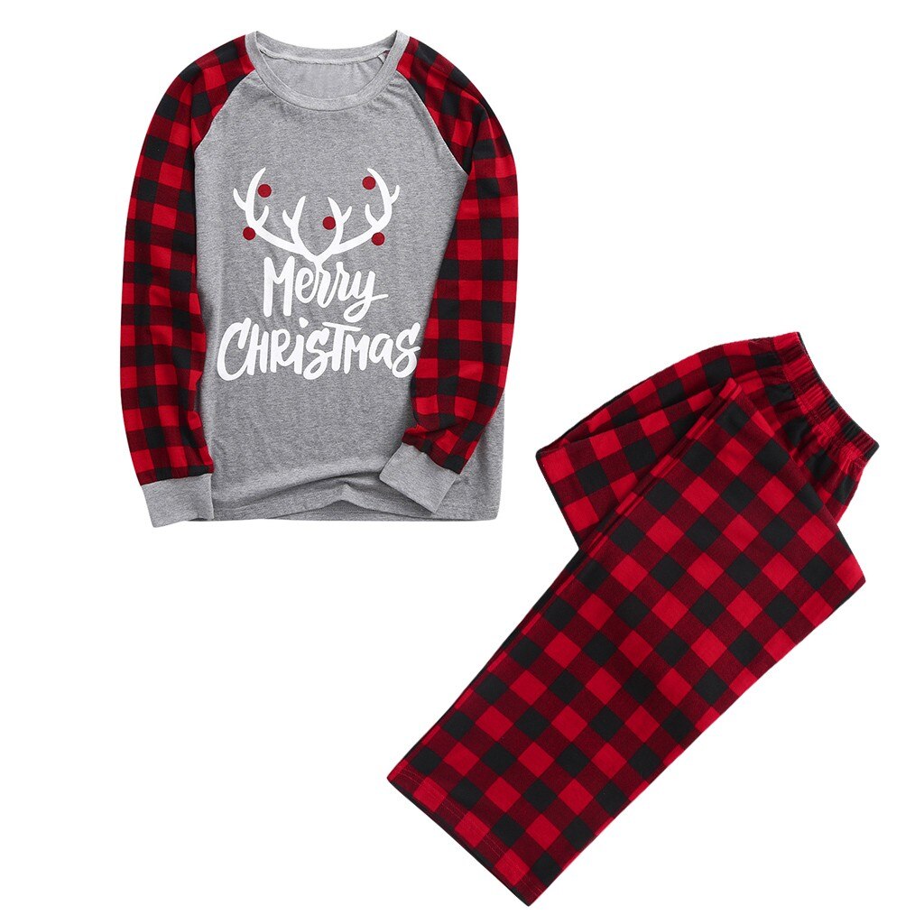 pyjama homme Men Christmas Pijamas Xmas Family Clothes Pajamas For Men Home Suit Winter Sleepwear Tops + Pants Christmas Pajamas: D / M