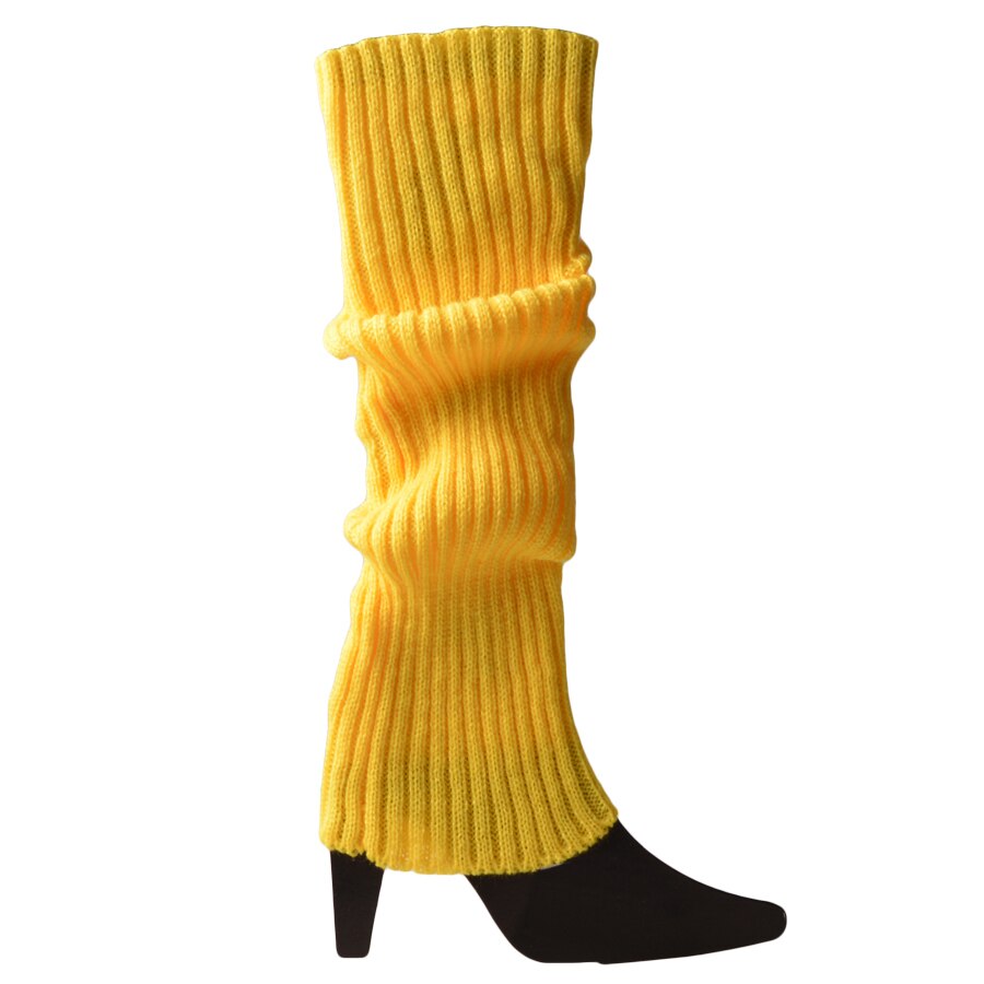 Women Boot Cuffs Leg Warmers Knit Leg Stockings Striped Long Boot Thigh High Stockings Knitted The Knee Socks Arcylic Leg Warmer: fluorescence yellow