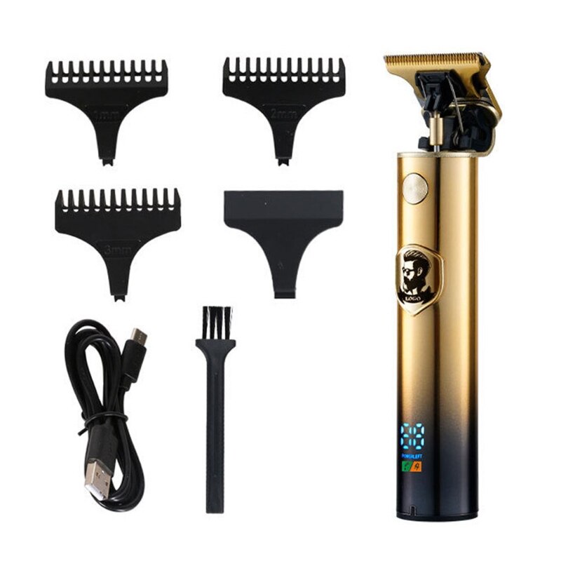 USB Charge Electric Hair Clipper Shaver Beard Trimmer Men Hair Cutting Machine Beard Barber Hair Cut Man: Gold