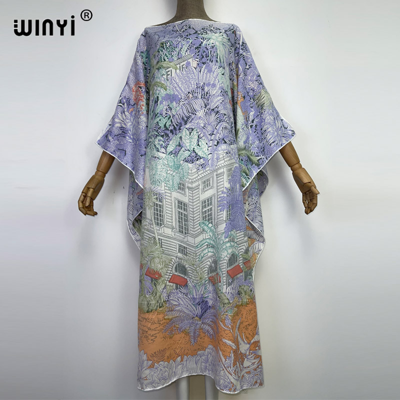 Midden-oosten 2022 Winyi Winter Vrouwen Afdrukken Elegante Boho Kleding Badpak Kaftan Party Lange Jurk: Default Title