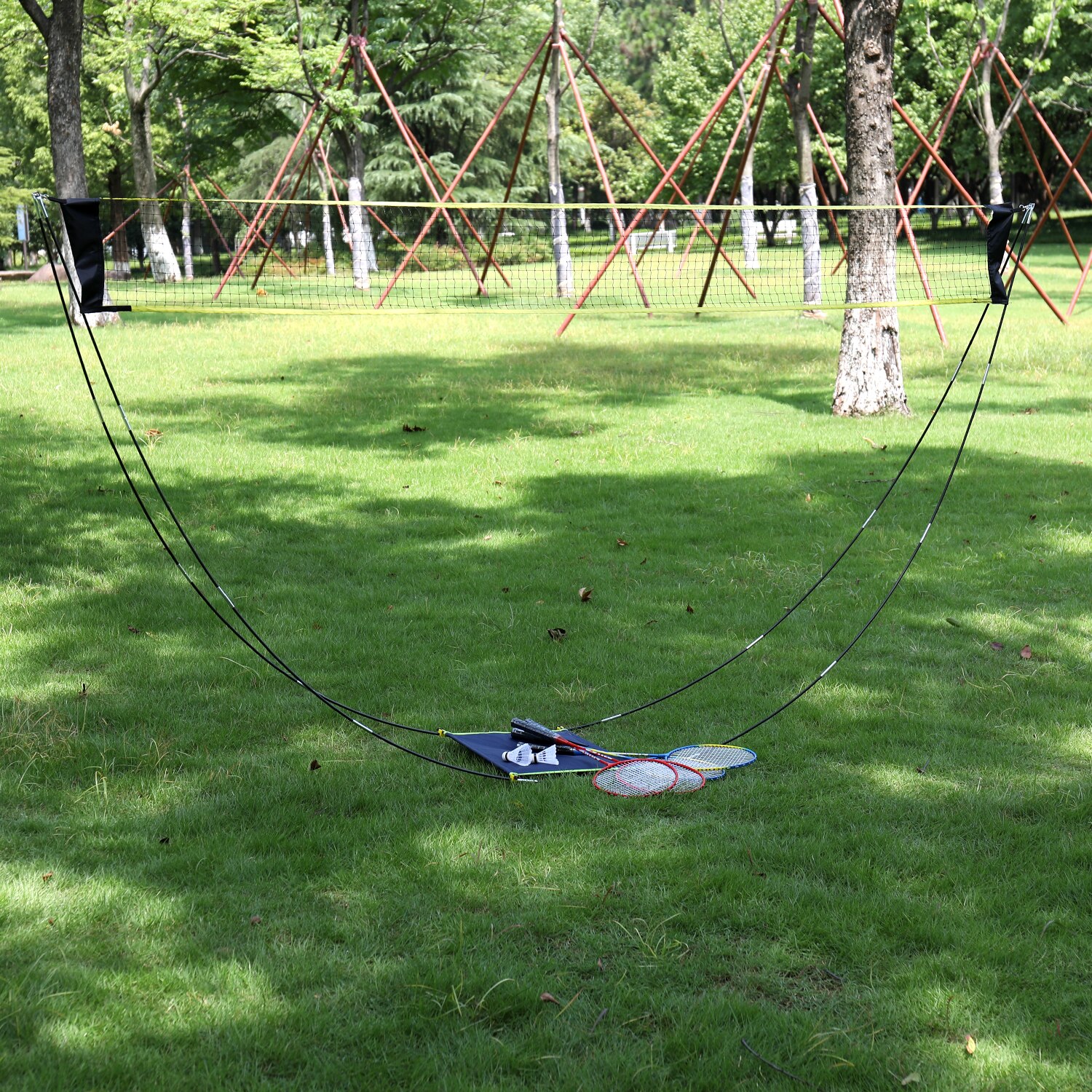 Conjunto de bádminton deportivo, raquetas de bádminton, pajaritas, red ajustable, urnas, Playa o patio, conjunto combinado de juegos de Bádminton