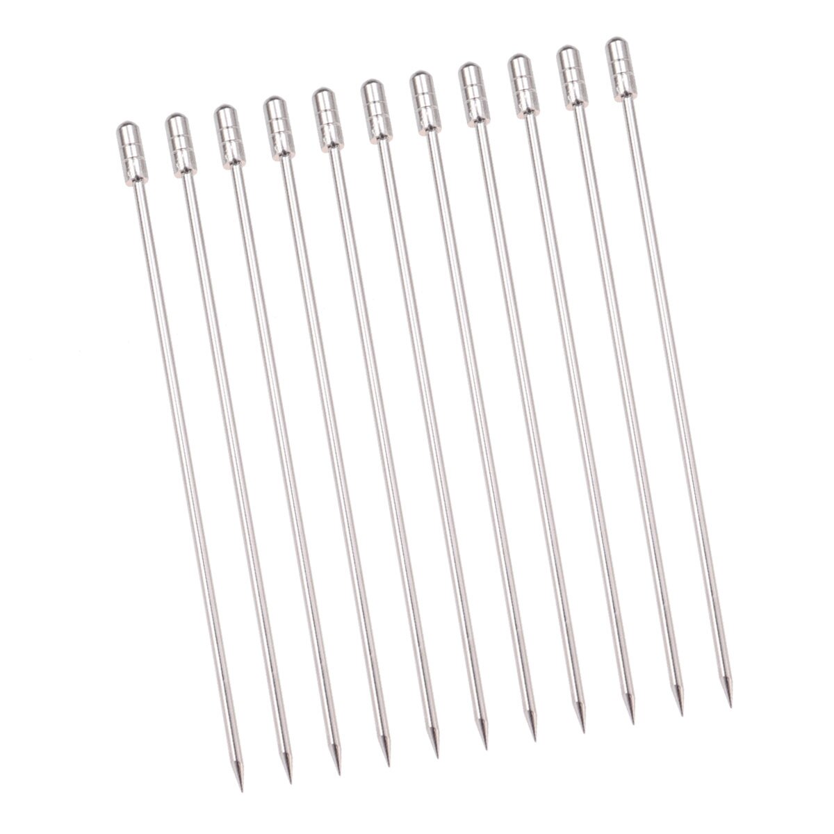 10 Pcs 304 Stainless Steel Food Picks Reusable Cylinder Shaped Cocktail Picks Dessert Picks for Dinner Party BBQ (Silver)