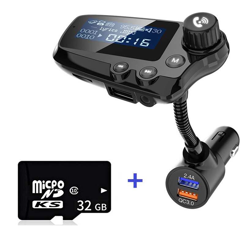 Car Bluetooth-Compatible mp3 player FM transmitter With 1.8inch LED Screen USB QC3.0 fast charging Car Stereo Player: T91 MP3 Player 32GB