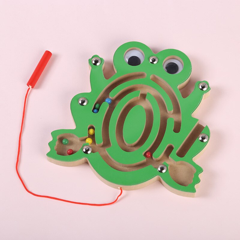 1pc Per Bambini Labirinto Magnetico Giocattolo Gioco della Palla di Legno Prima Educazione Intellettuale Bordo Di Puzzle Creativo Anello Regalo Genitore-bambino bambino Giocattoli: frog1