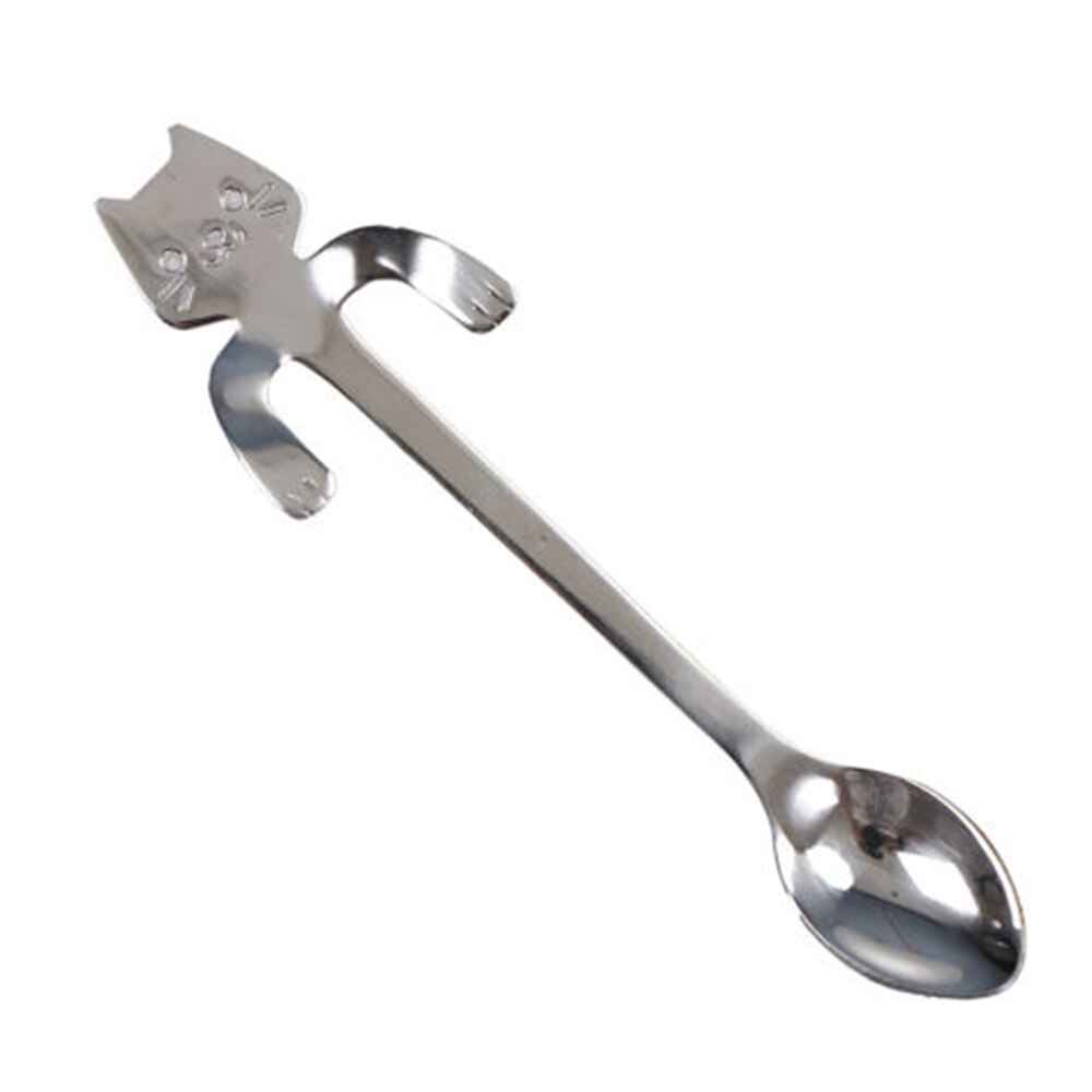 Cuchara con forma de gato, cuchara para té o café, taza colgante de acero inoxidable, cucharas de té, minicuchara largo lindo para gatito, cuchara agitadora para postre