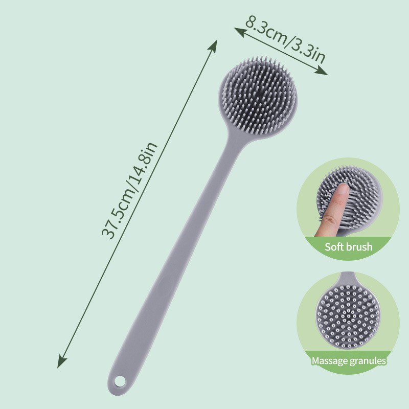 Escova de banho com cabo longo, escova macia para massagem nas costas, chuveiro, escova esfoliante para banheiro, suprimentos de banho: Verde