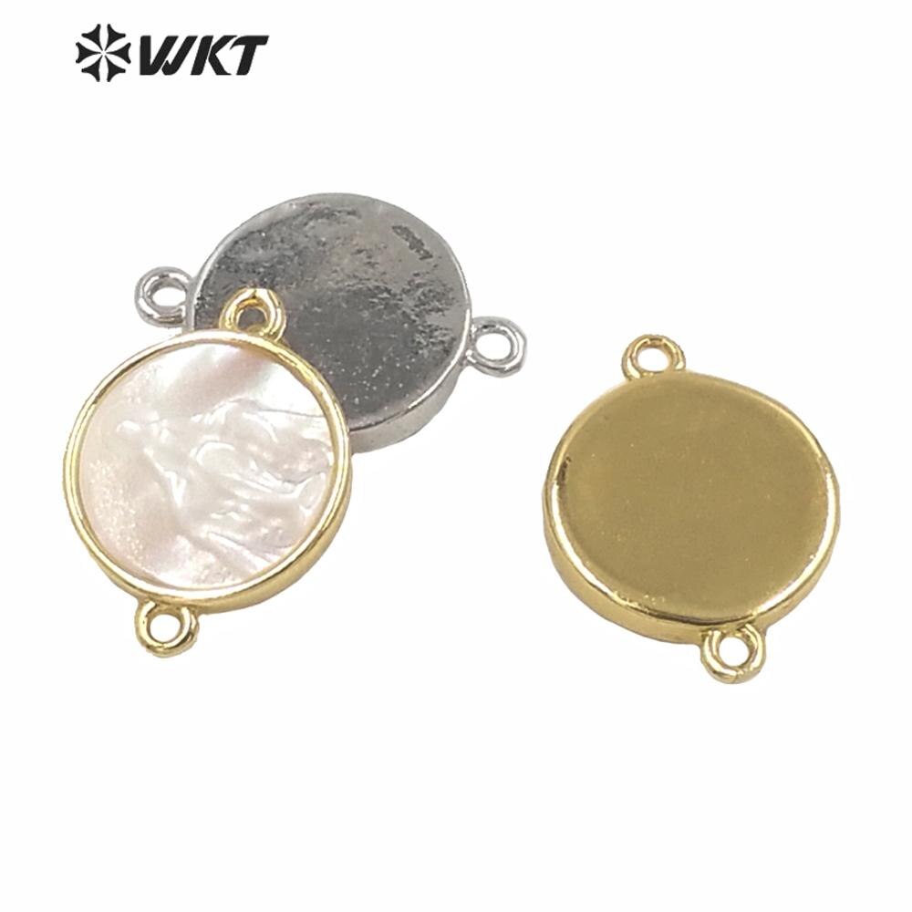 MP170 Religieuze Gold Metal Bezel Hanger Wit Shell Tiny Charm Jezus Connector Hanger Dubbele Haken Vrouwen Sieraden Shell