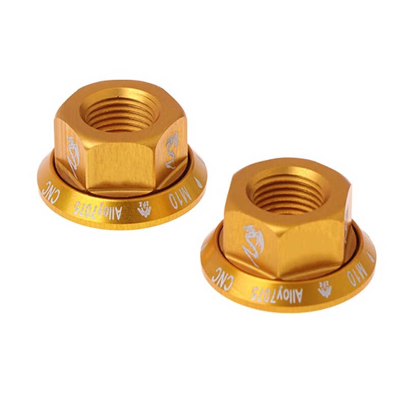 2pcs/bag Bicycle Hub Nut M10 Fixed Gear MTB Road Bike Screw Bolt Aluminum Alloy for Motorcycle Bicycle Bike: YELLOW