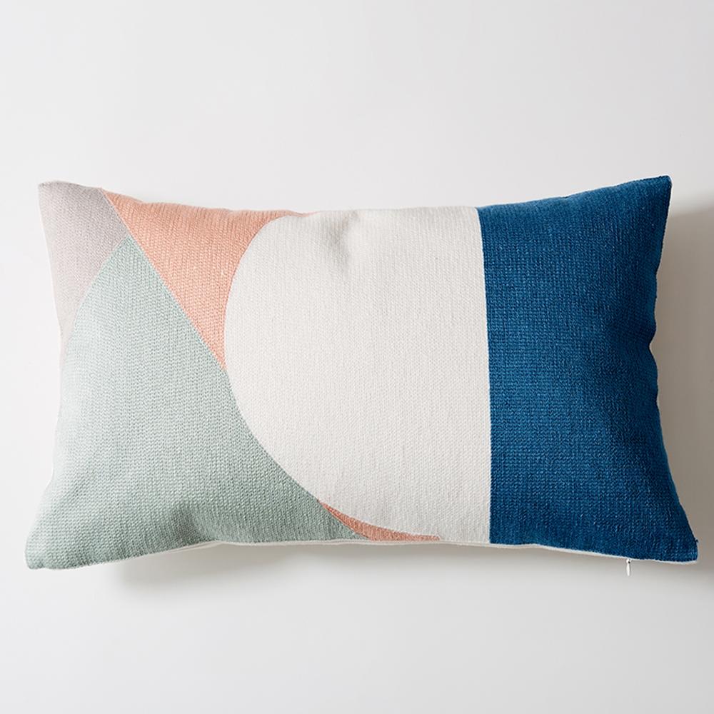 DUNXDECO Kussenhoes Taille Decoratieve Kussensloop Abstracte Artistieke Eenvoudige Geometrische Katoenen Draad Borduurwerk Beddengoed Coussin