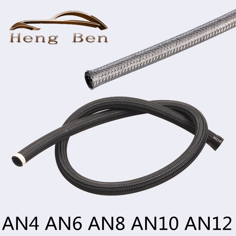 1 Meter Braided Oil Line Fuel Hose Oil Gasoline Brake Line Hose Nylon Fuel line Hose AN4 AN6 AN8 AN10 AN12