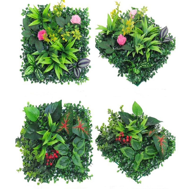 25x25cm Green Artificial Plants Wall Panel Plastic Outdoor Lawns Carpet Decor Home Wedding Backdrop Party Grass Flower Wall