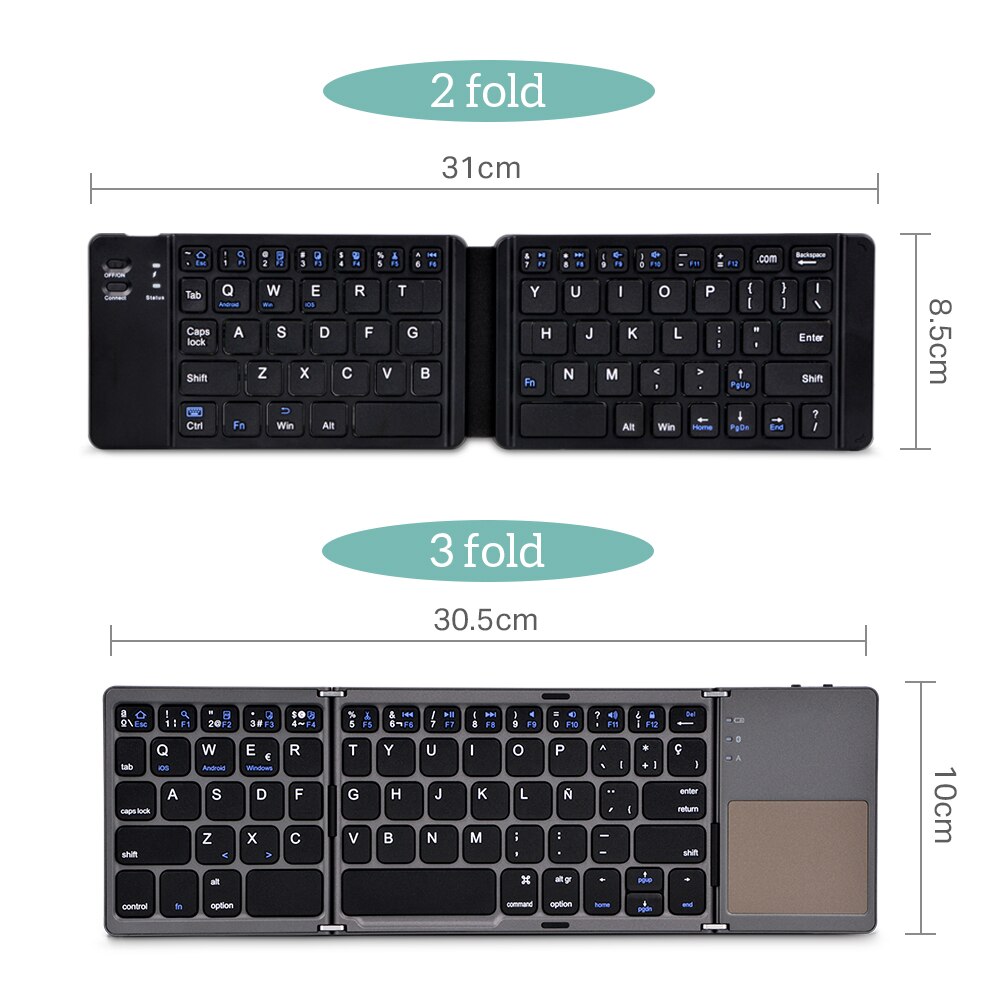 English B033 Mini Folding keyboard With Touchpad Wireless Bluetooth-compatible Keyboard For ipad Phone Tablet Bluetooth Keyboard