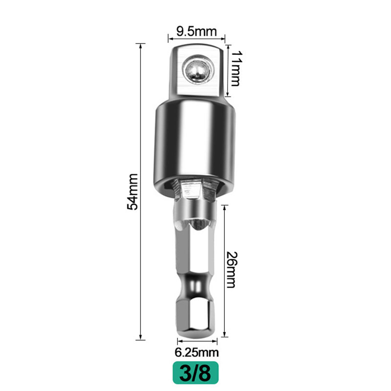 1pcElectric Drill Socket Adapter for Impact Driver with Hex Shank to Square Socket Drill Bits Rotatable Extension 1/4" 3/8" 1/2"