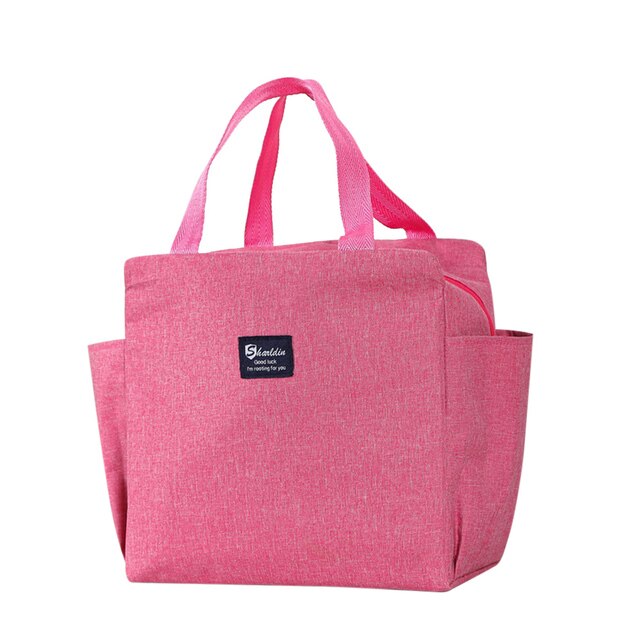 Draagbare Lunch Tas Thermische Geïsoleerde Lunch Box Tote Koeler Handtas Bento Pouch Diner Container School Voedsel Opslag Zakken: rose red