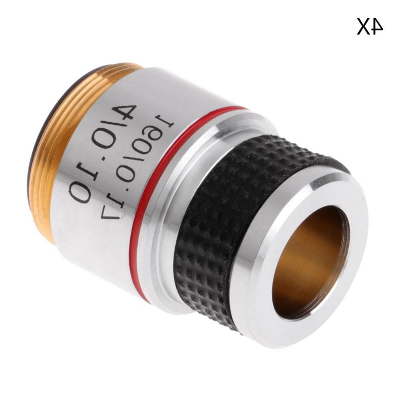 Lente objetivo acromático para microscopio biológico, lente de objetivo acromático 4X 10X 40X 100X, 185: 4X