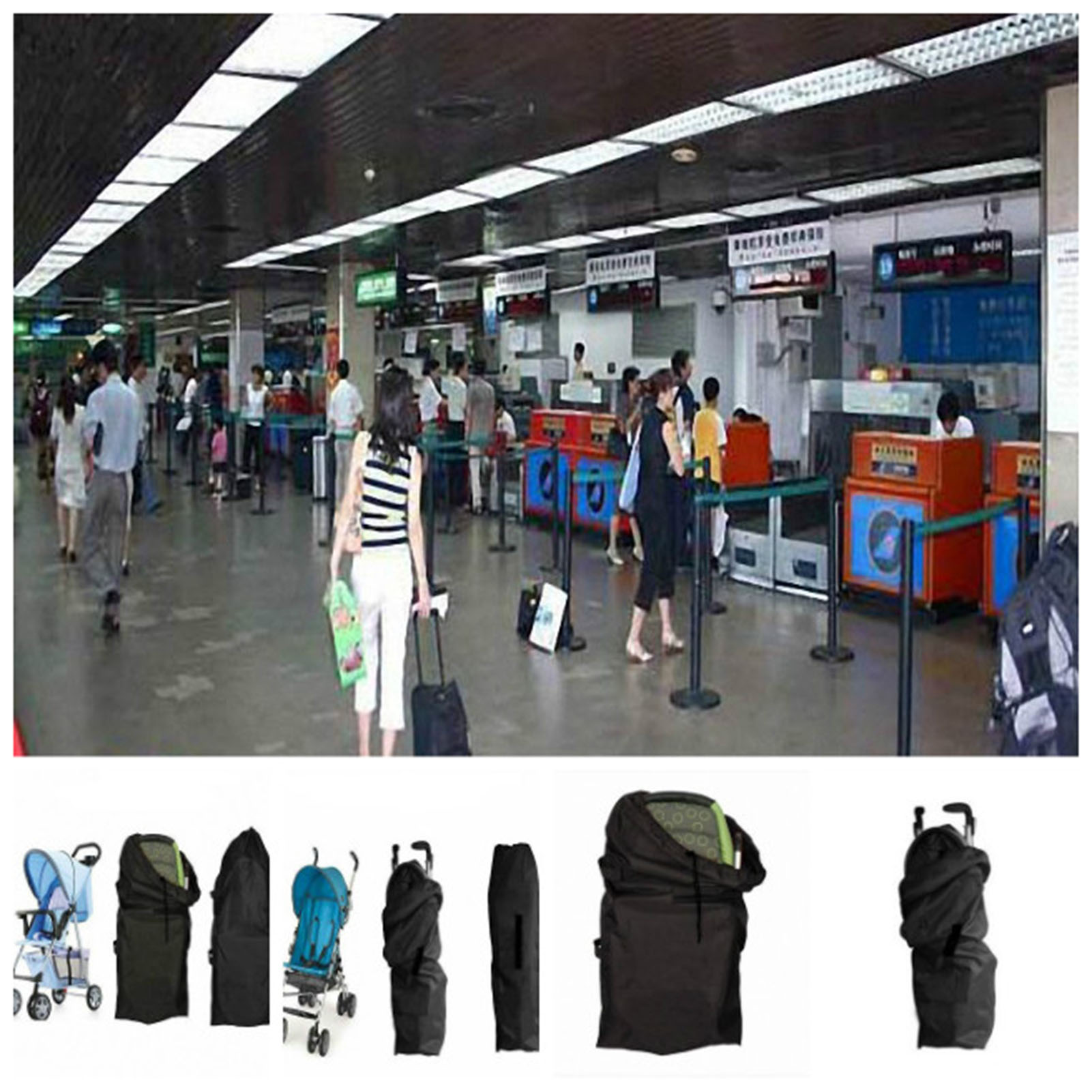 Faltbare Kinderwagen Aufbewahrungstasche - Kompakte Leichte Reisetasche für Flughafen Bahnhof