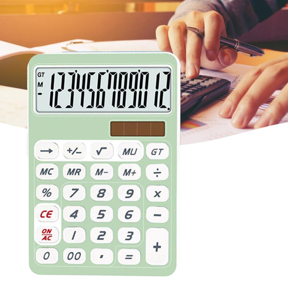 Large-Screen Display Financial Accounting Calculator 12 Digits ABS Portable Solar Office Computer Calculator
